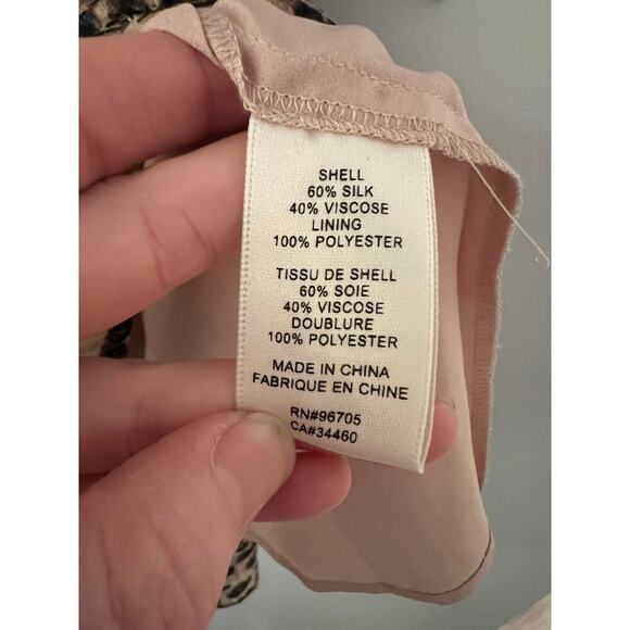 Rebecca Taylor J1701 Klynx Smocked Silk Blend Oat Dress Sz M - Picture 8 of 10